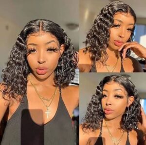 16 inches human hair deep wave full frontal
