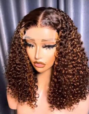 Pixel curl 5 by 5 closure human hair piano color 18inches