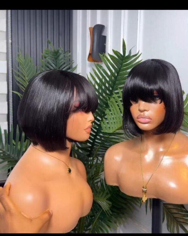 8 inch fringe human hair bob