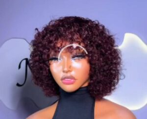 💯 percent human hair fringe Jerry wine color
