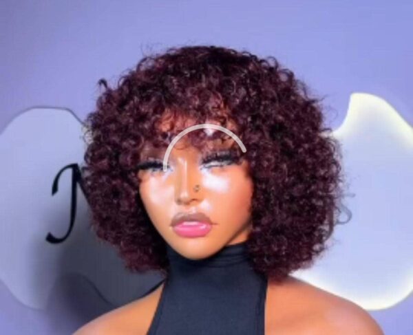 💯 percent human hair fringe Jerry wine color