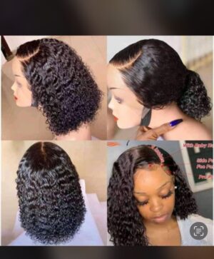 Full frontal human hair 16 inches Jerry curly