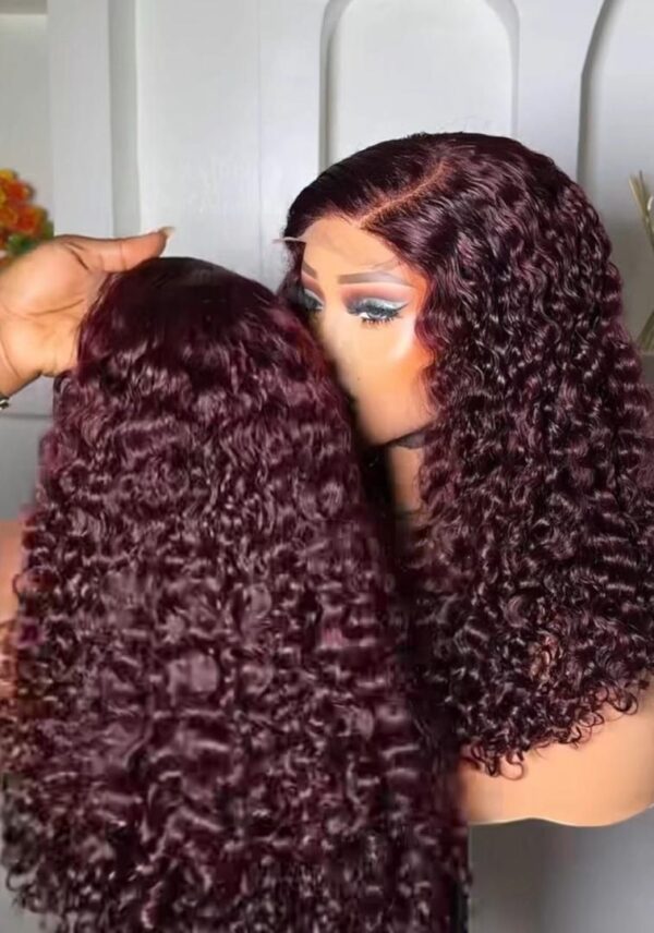 4 by 4 closure wine human hair pixel curly SDD 20 inch