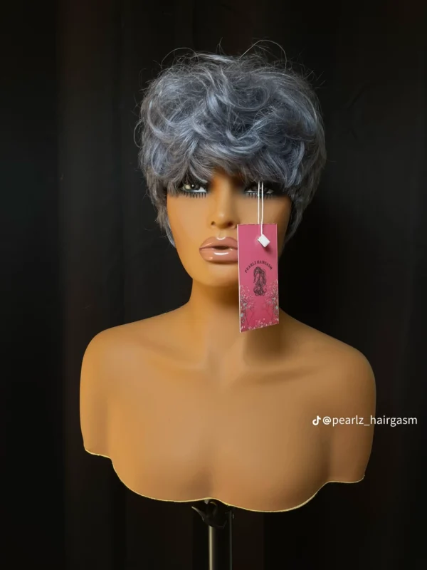 Skull cap human hair gray color